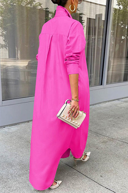 Color Single-breasted Long Blouse