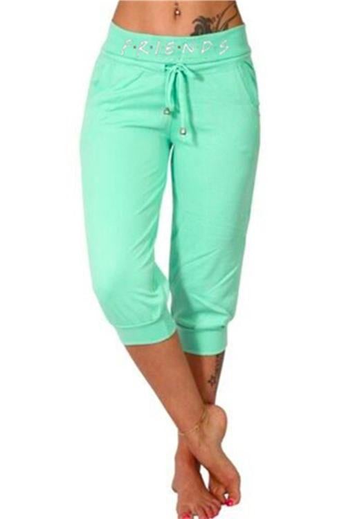 Moxidress Letter Printed Cropped Pants
