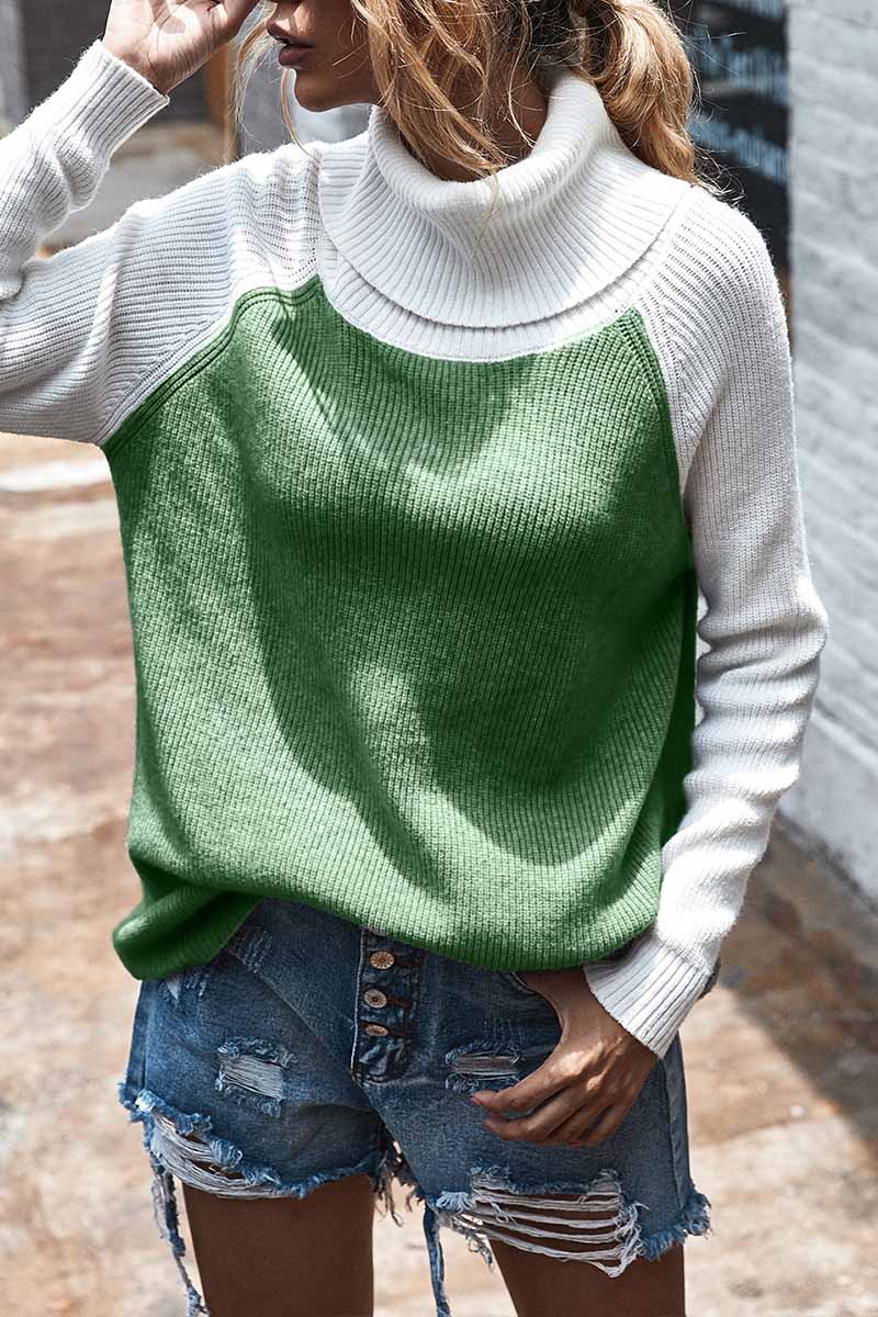 Contrasting High Neck Sweater