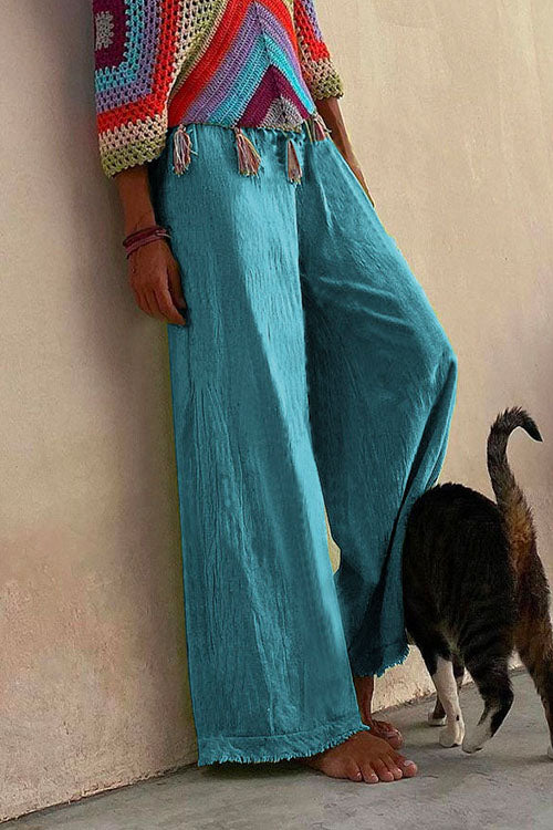 Moxidress Raw Hem Wide Leg Pants