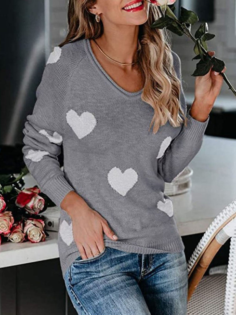Valentine's Day V-neck Knit Sweater