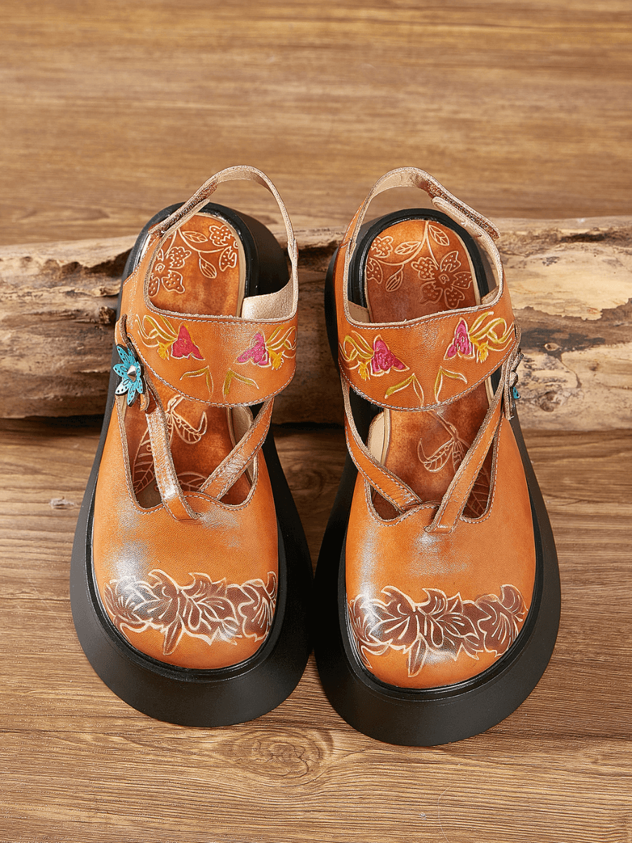Soffia | Yellow Cut-put Strap Leather Sandal