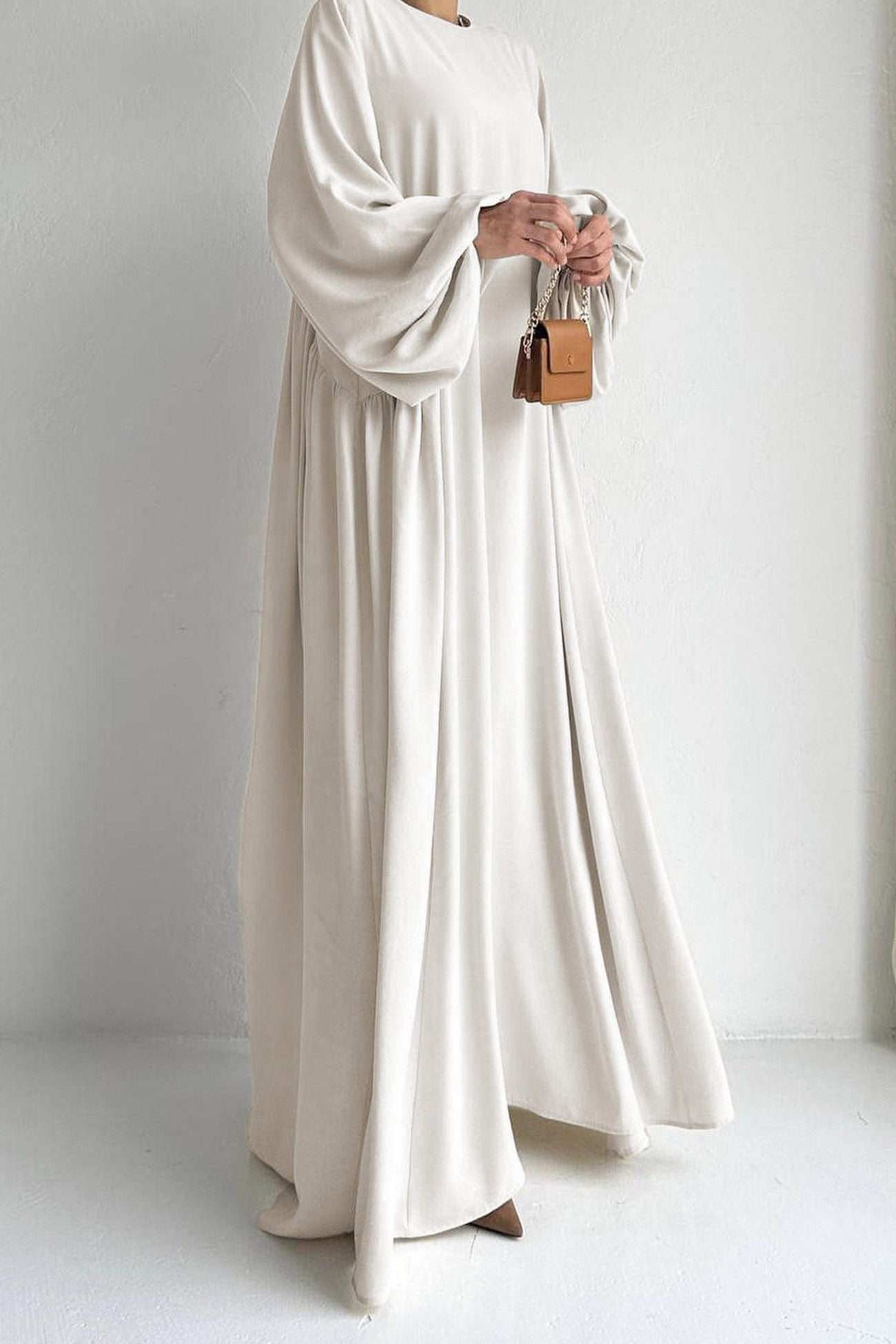 Puff Sleeve Color Maxi Dress