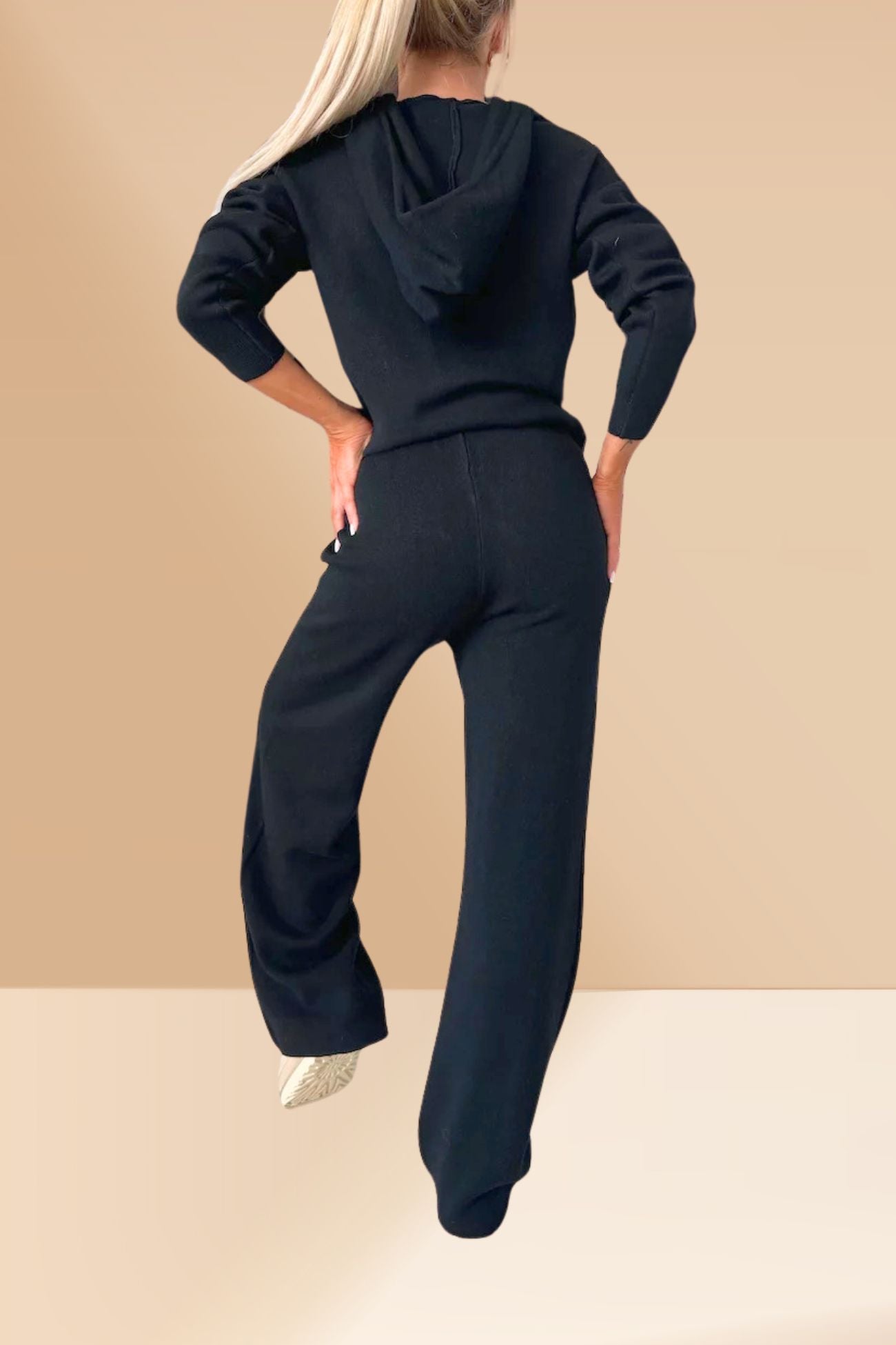 Color Hooded Sweatshirt Wide-leg Outfit Set