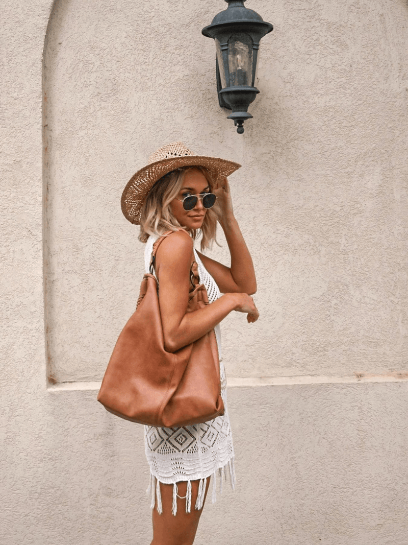 Jenson Perforated Crochet Mini Dress - Cream