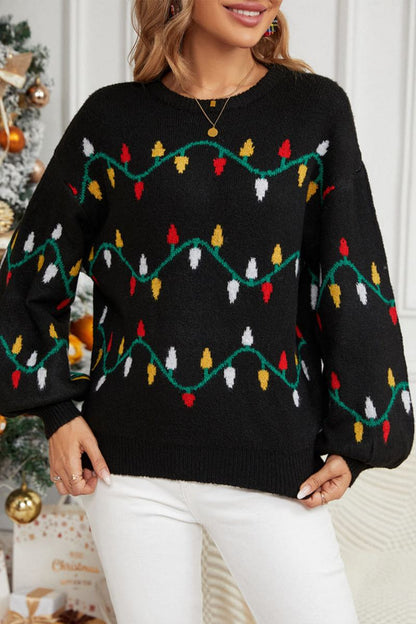 Crewneck Embroidered Knit Sweater – Colorful String
