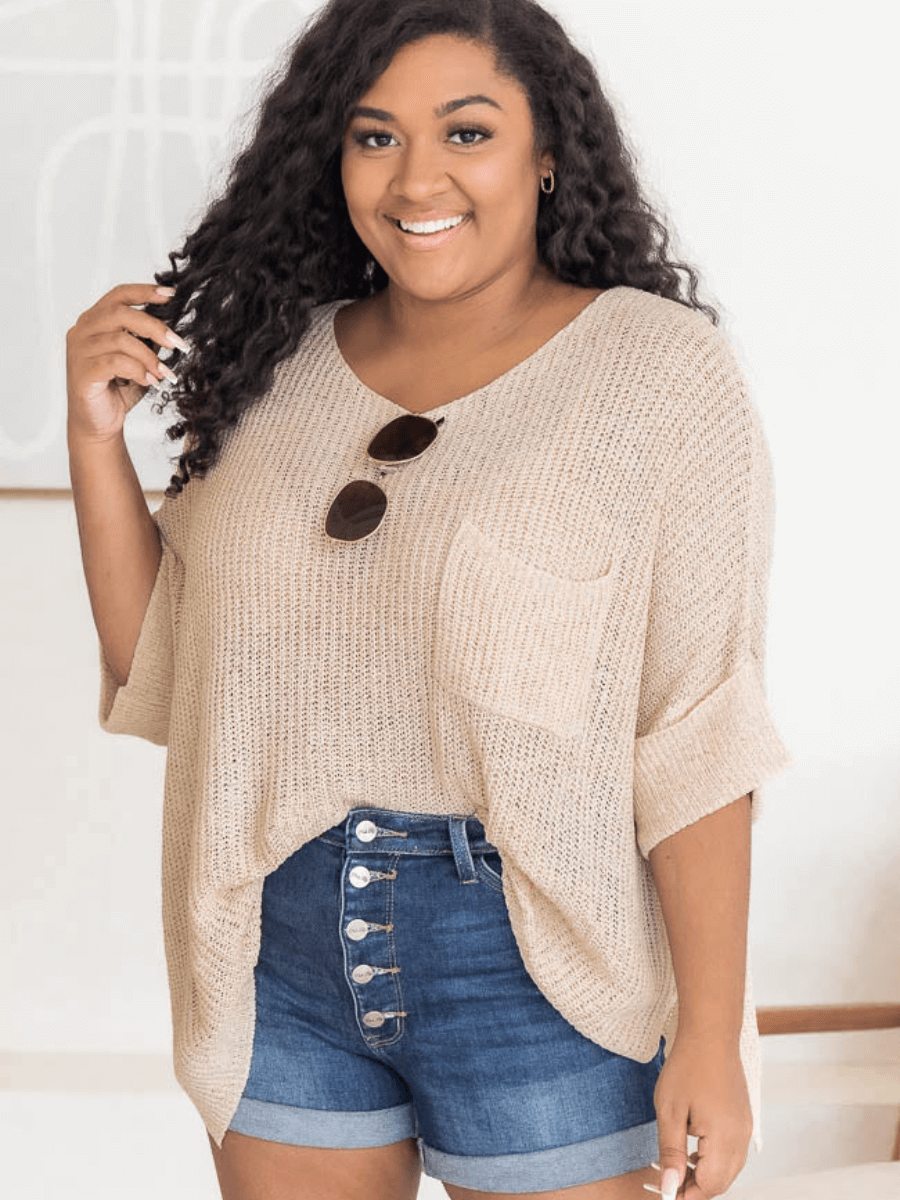 Demetra Ribbed Knit Sweater - Beige