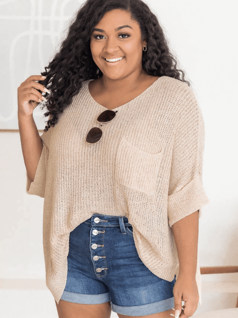 Demetra Ribbed Knit Sweater - Beige