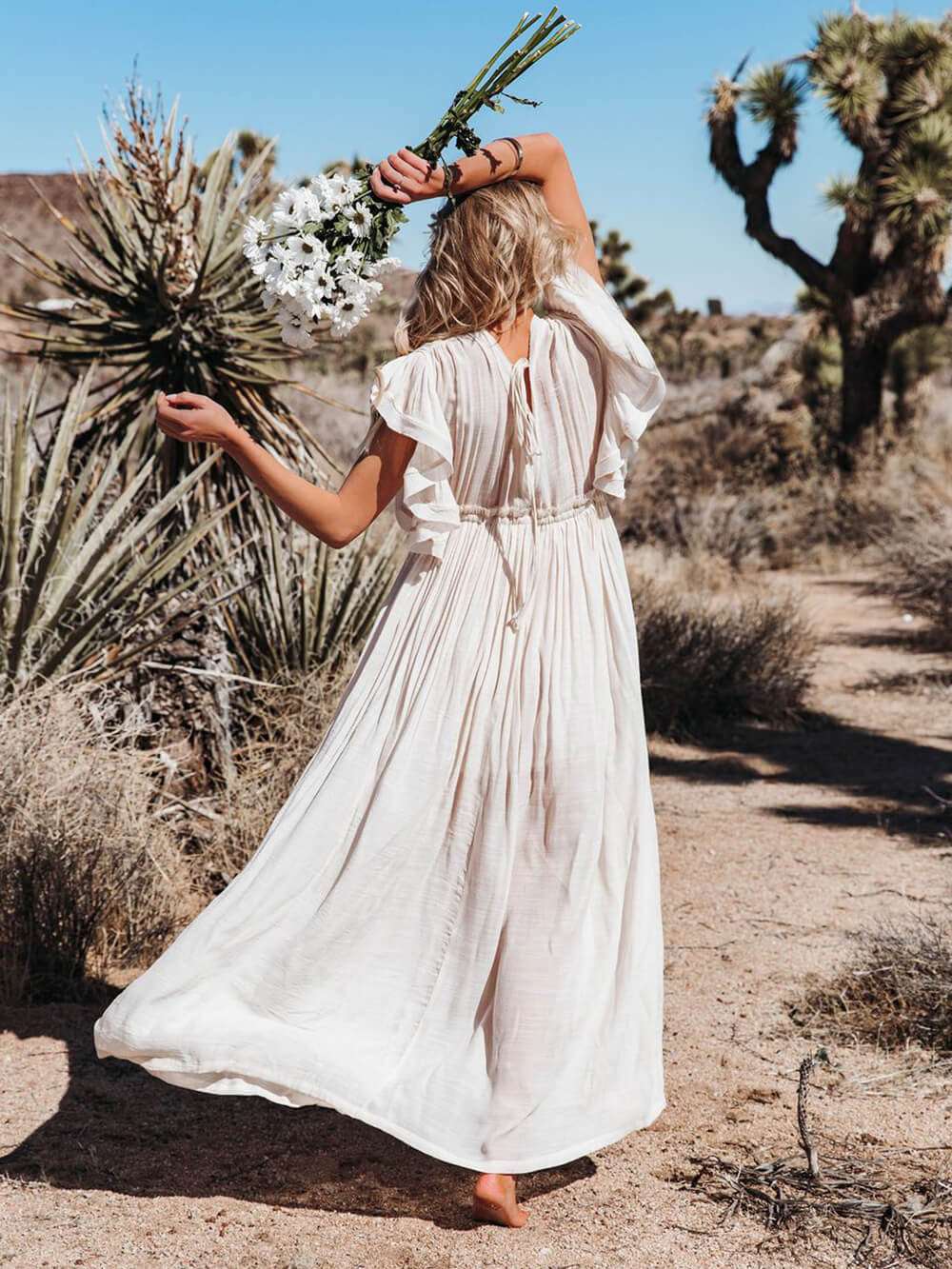 Button Cotton Linen Perfect Beach Maxi Dress