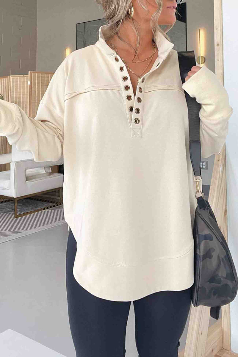 Button Up Long Sleeve Sweatshirt