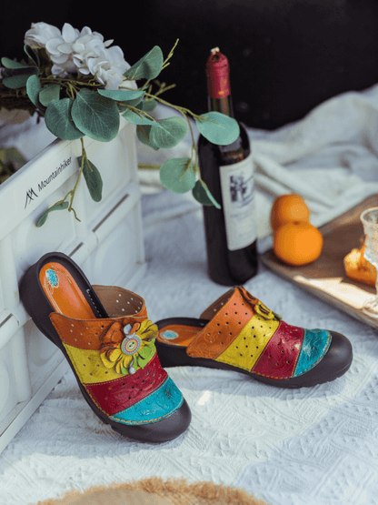 Soffia | Rainbow Streak Leather Sandal