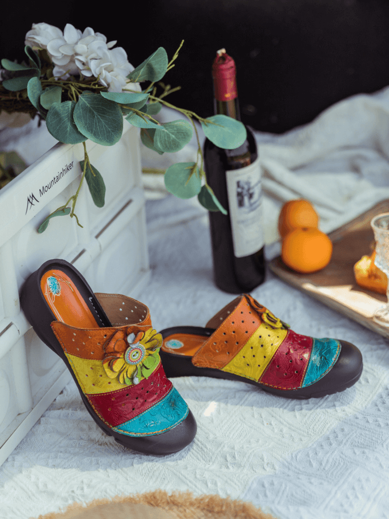 Soffia | Rainbow Streak Leather Sandal