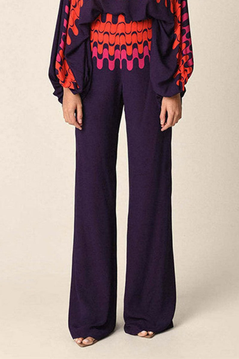 Abstract Waves Two-piece Set - Purple