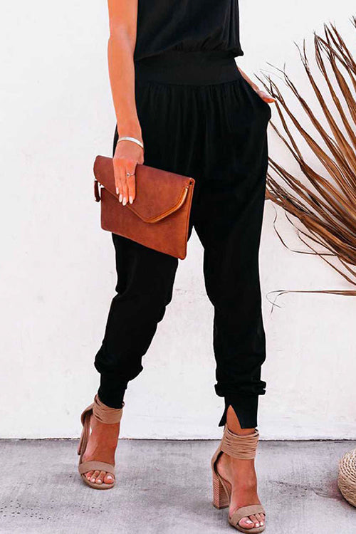 Side Split Pockets Jogger Pants