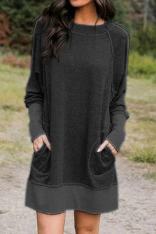 Maureen Pockets Cozy Autumun Sweatershirt Dress