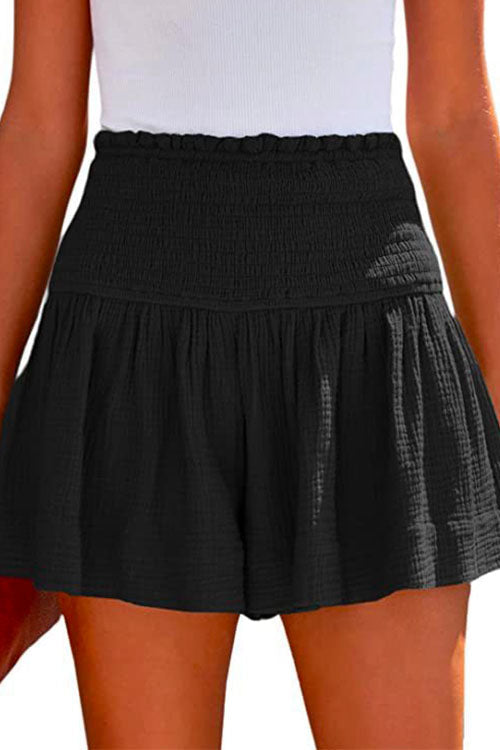 Moxidress Elastic Smocked Waist Wide Leg Shorts