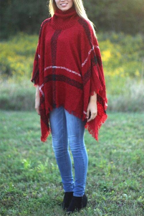 Chicest Tassel Lattice Cloak Poncho Sweater