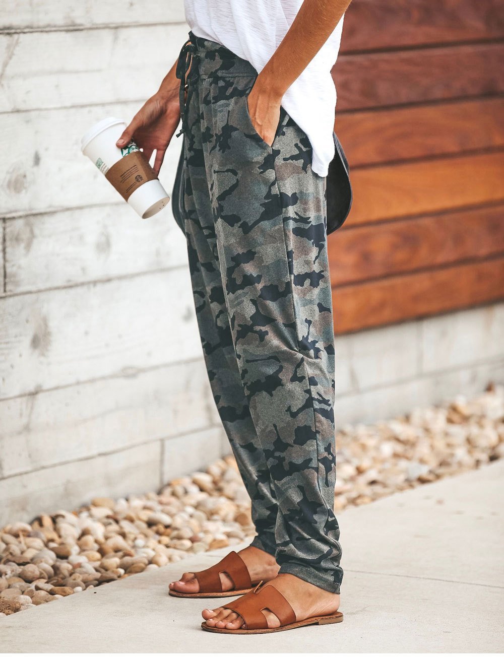 Moxidress High Waist Drawstring Camo Pants