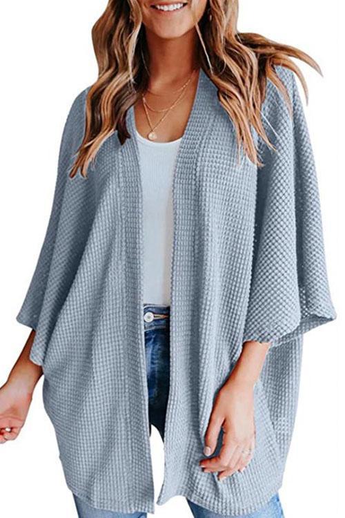 Moxidress 3/4 Sleeve Open Front Kimono Cardigan