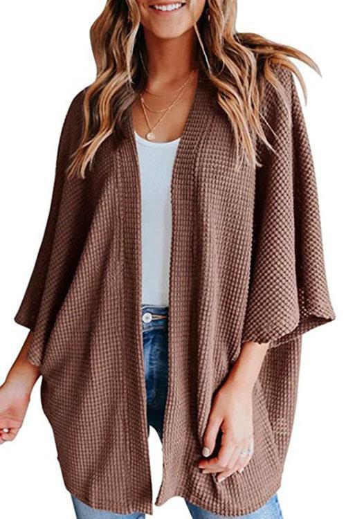 Moxidress 3/4 Sleeve Open Front Kimono Cardigan