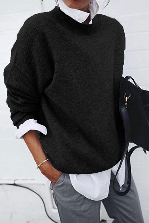 Moxidress Lapel Fake Two Pieces Sweater