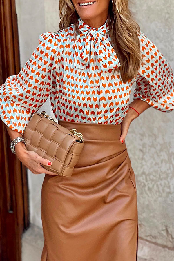 Ruched Side Split Leather Skirt