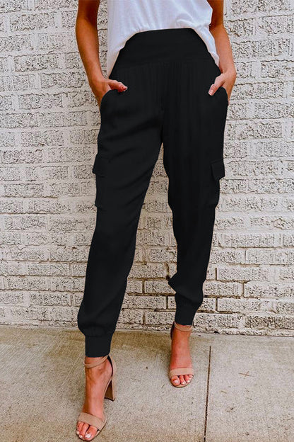 Moxidress Style High Waist Satin Pants With Pockets