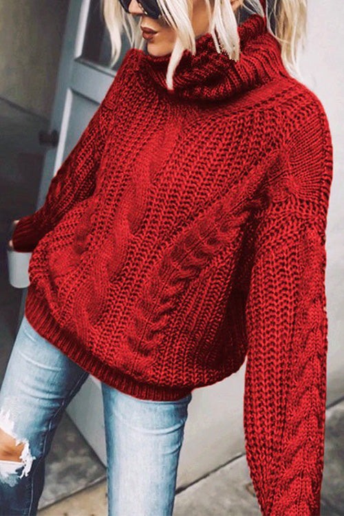 Winter Turtleneck Long Sleeve Knit Sweater