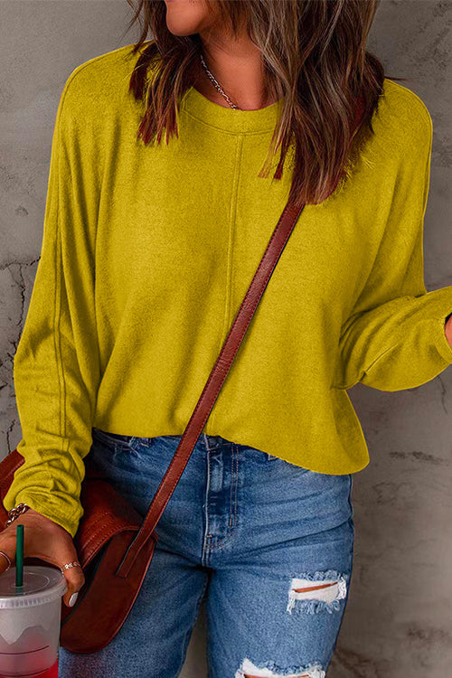 Crewneck Batwing Sleeve Plain Sweatshirt