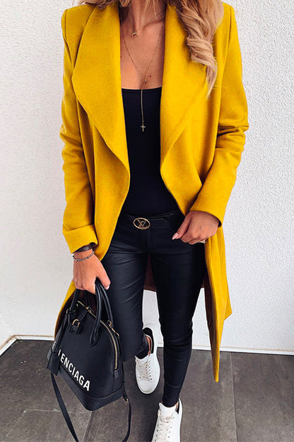 Lapel Open Front Long Sleeve Cardigans