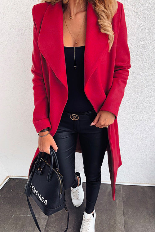 Lapel Open Front Long Sleeve Cardigans