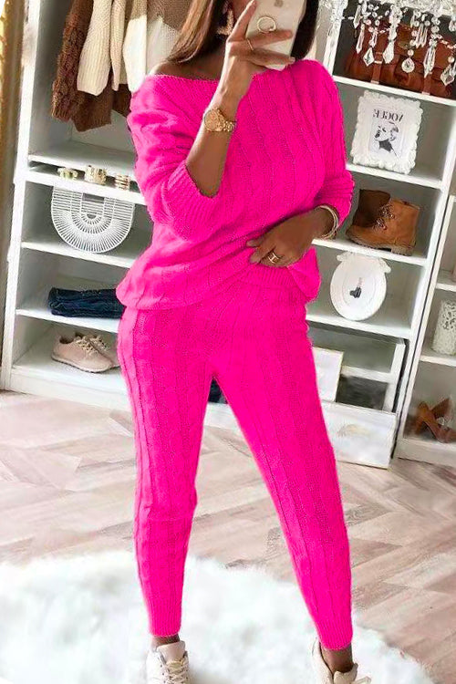 Moxidress Crewneck Long Sleeve Sweater and Slim Fit Pants Set