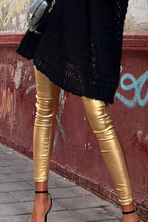 Moxidress Slim Fit Faux Leather Leggings Pants