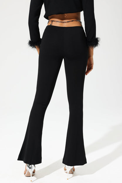 High Waist Exposed Waist Slim Bootstrap Pants
