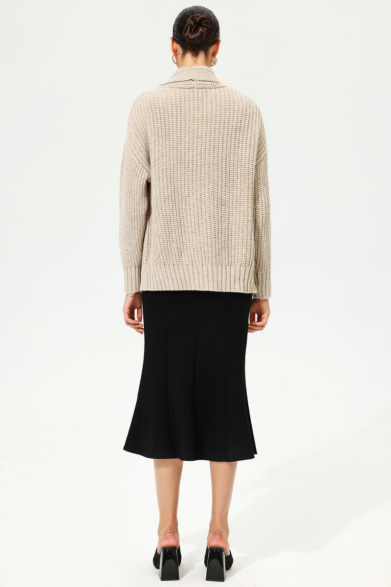 Long Sleeve Turtleneck Chunky Pins Sweater