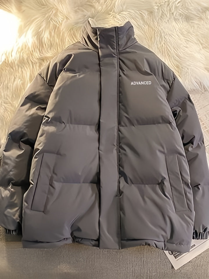 Short Padded Coat With High Neck and Zipper
