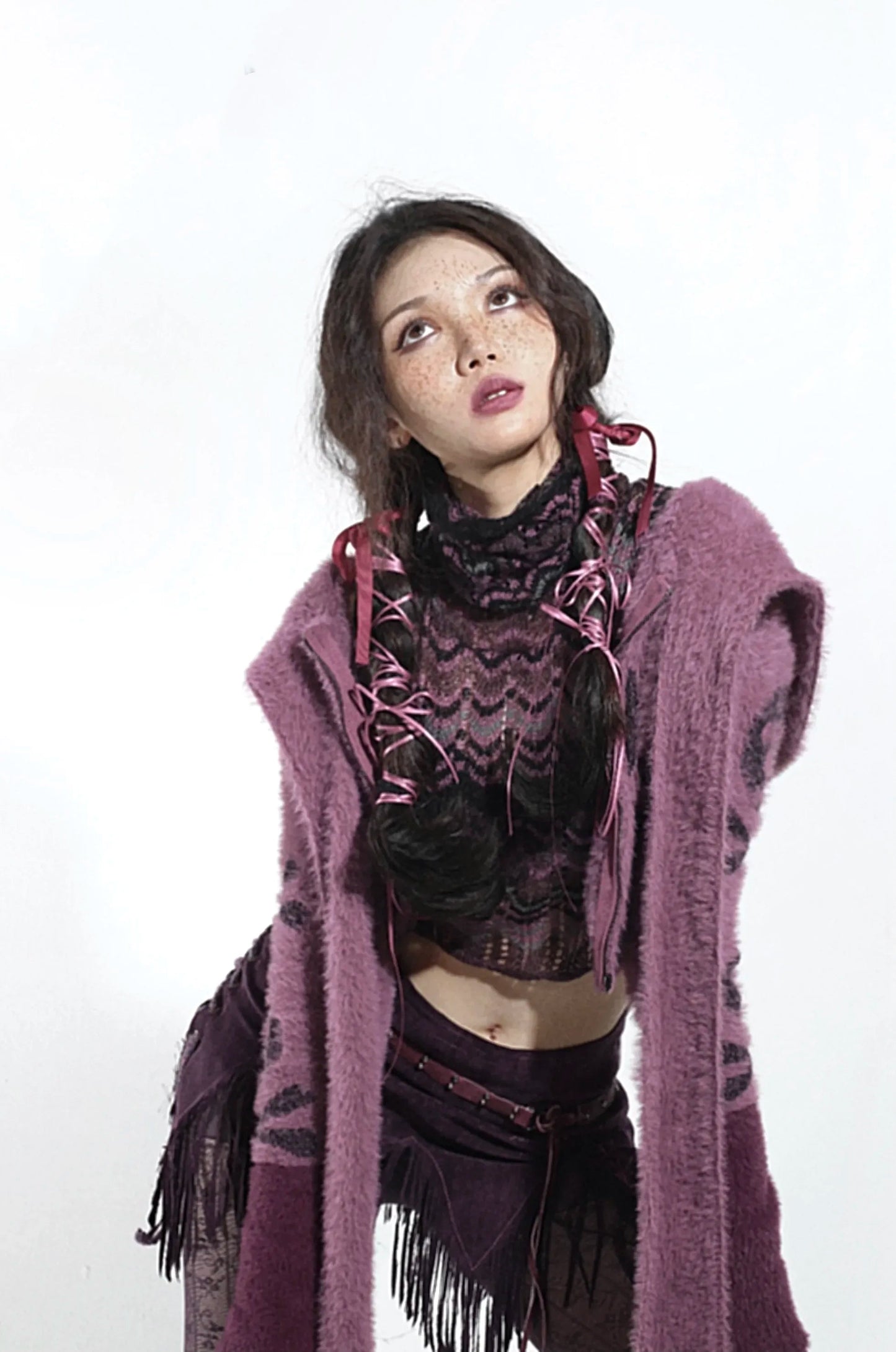Gothic Skull Embroidery Punk Style Grunge Aesthetics Cropped Hooded Knitted Cardigan