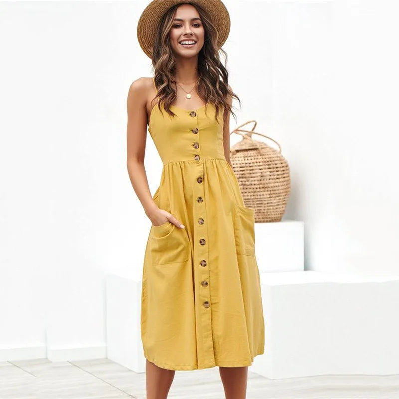 Small Open Red Style Midi Dresses