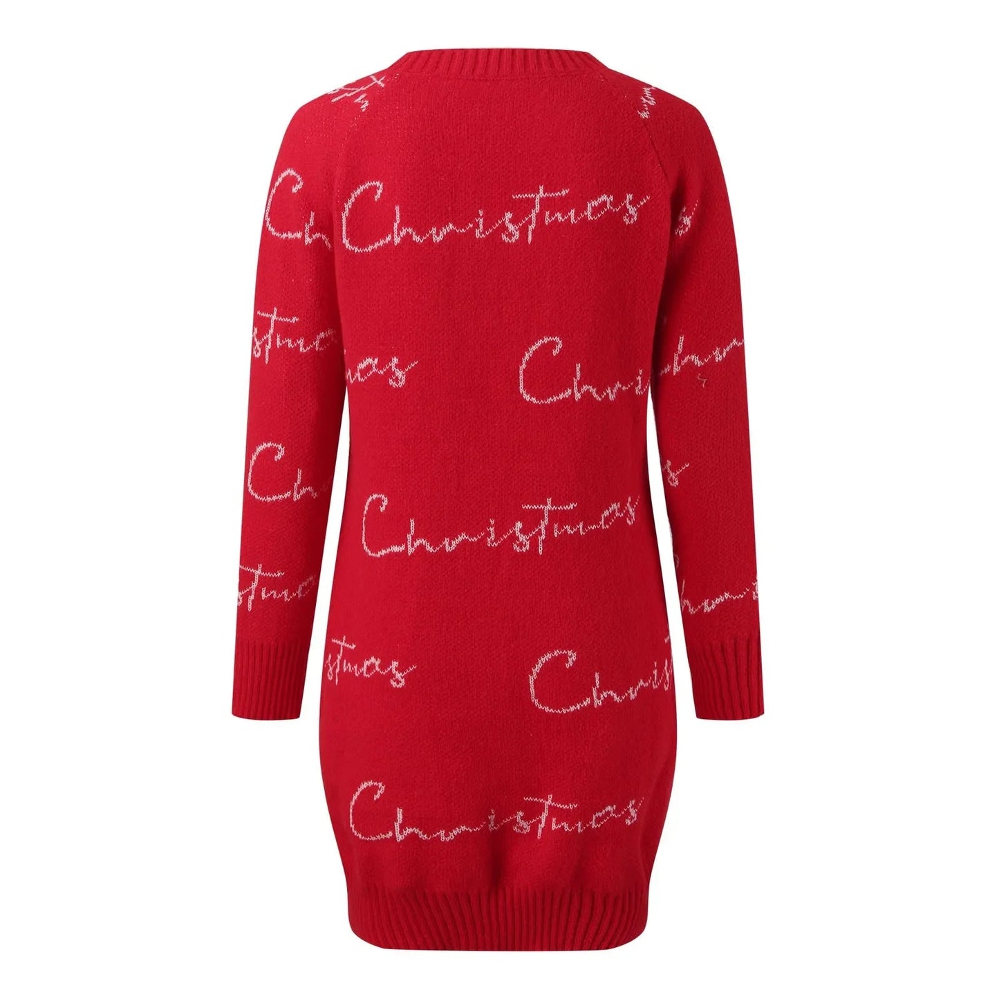 Full Sleeve O-neck Jacquard Dress Christmas Sweater