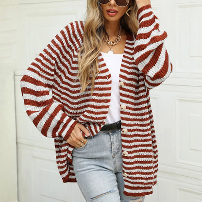 Knitted Long Sleeve Cardigan Christmas Sweater - Autumn Winter Warm