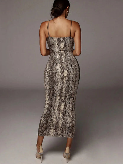 Leopard Print V-neck Spring Christmas Outfits Midi Dresses