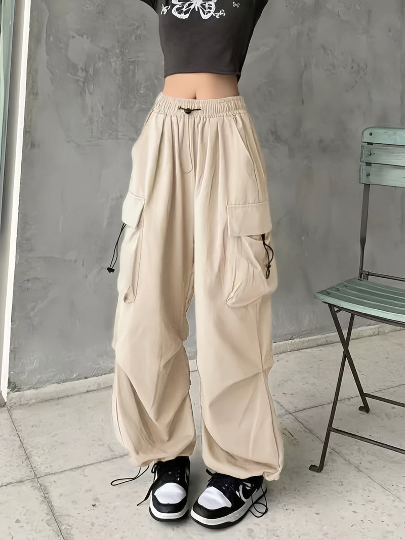 Y2k Drawstring Baggy Parachute Cargo Pants