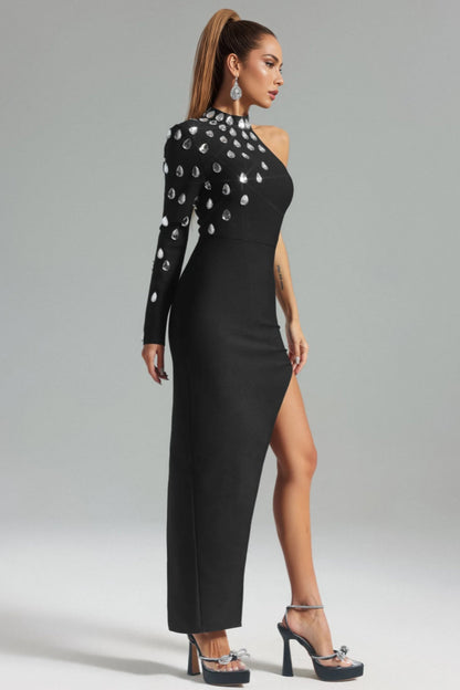 Chenelle One Shoulder Diamond Maxi Dress