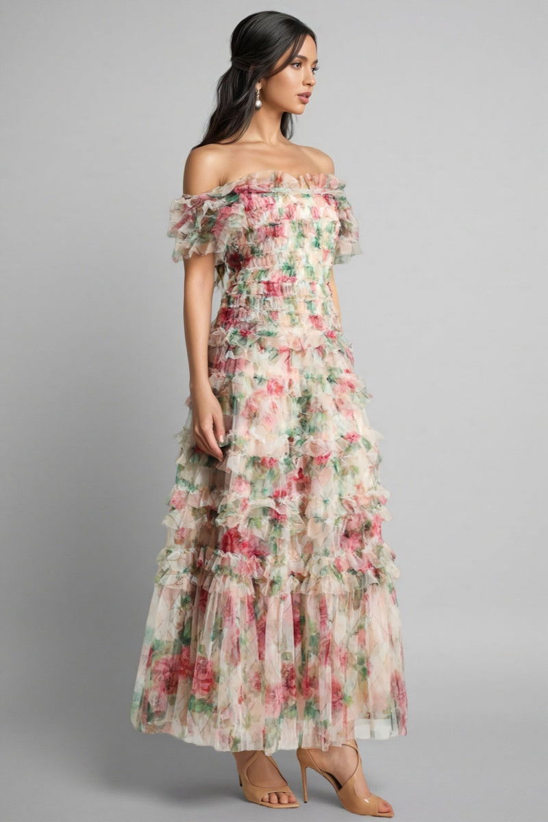 Sina Strapless Mesh Maxi Dress