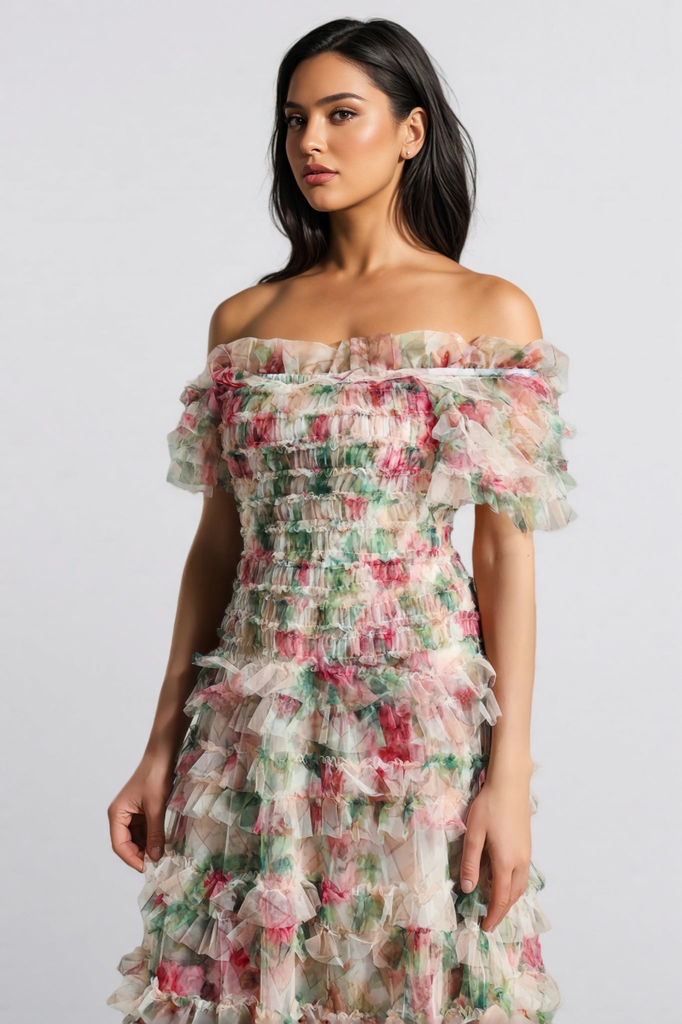 Sina Strapless Mesh Maxi Dress