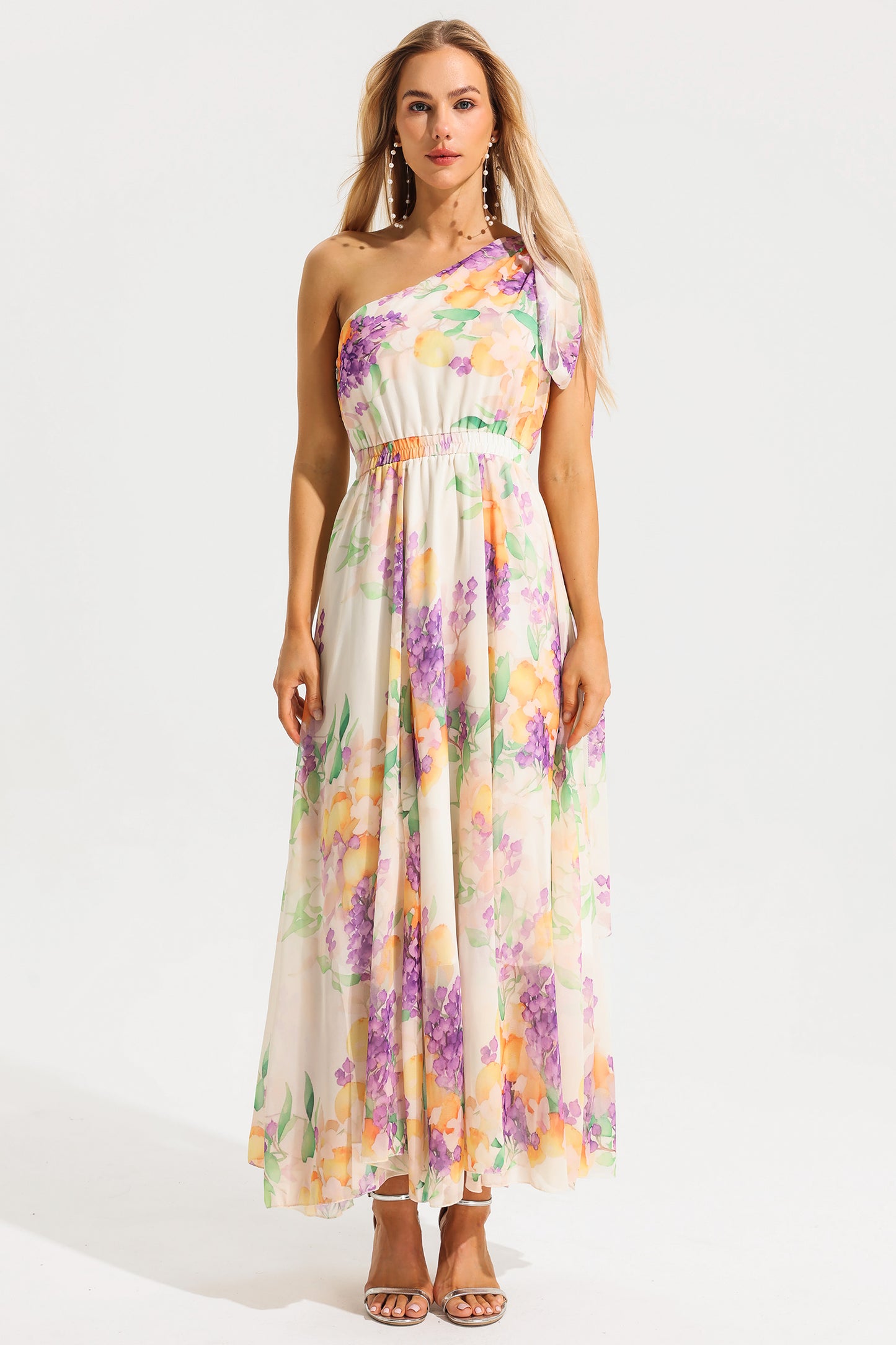 One-shoulder Sleeveless Maxi Dress