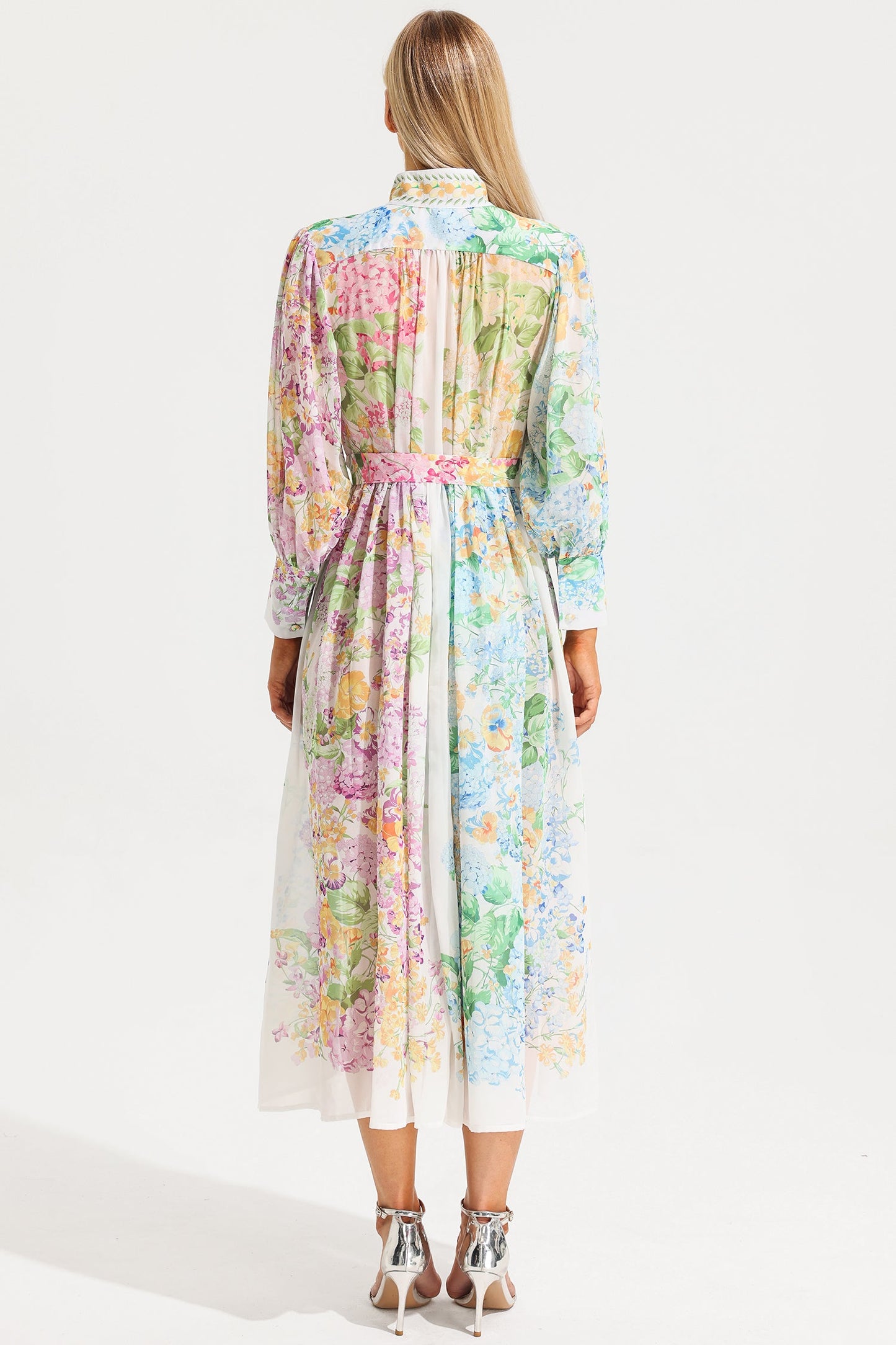 Long Sleeves Midi Dress With Belt