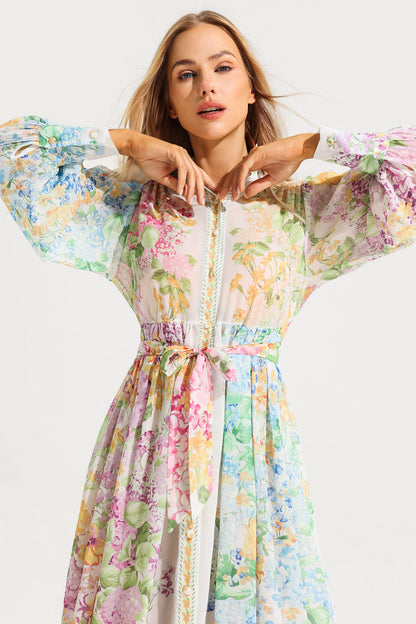 Long Sleeves Midi Dress With Belt