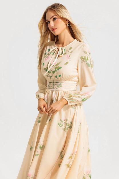 Round Neck Long Sleeve Maxi Dress