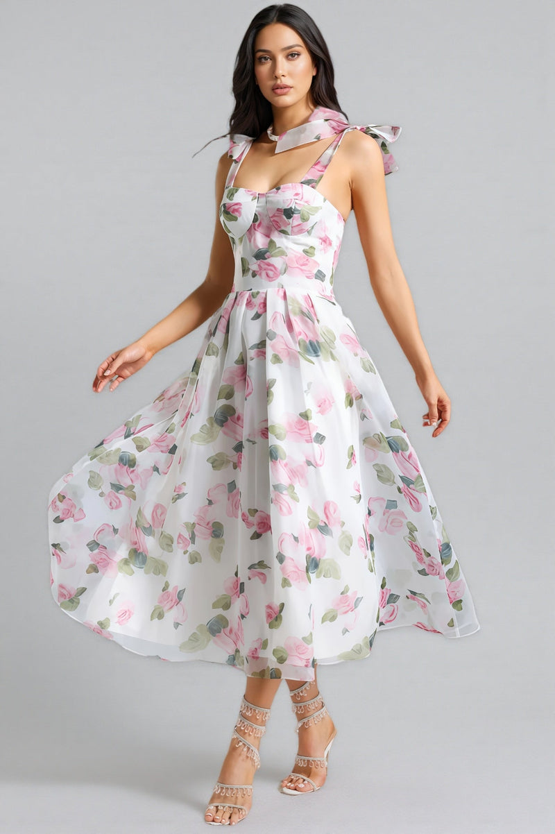 Lyric Printed Strap Midi Dress